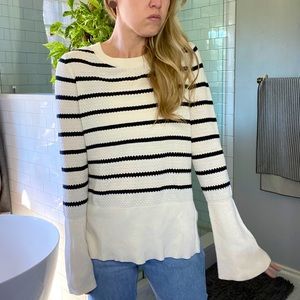 Buffalo bell sleeve sweater - black & white stripe